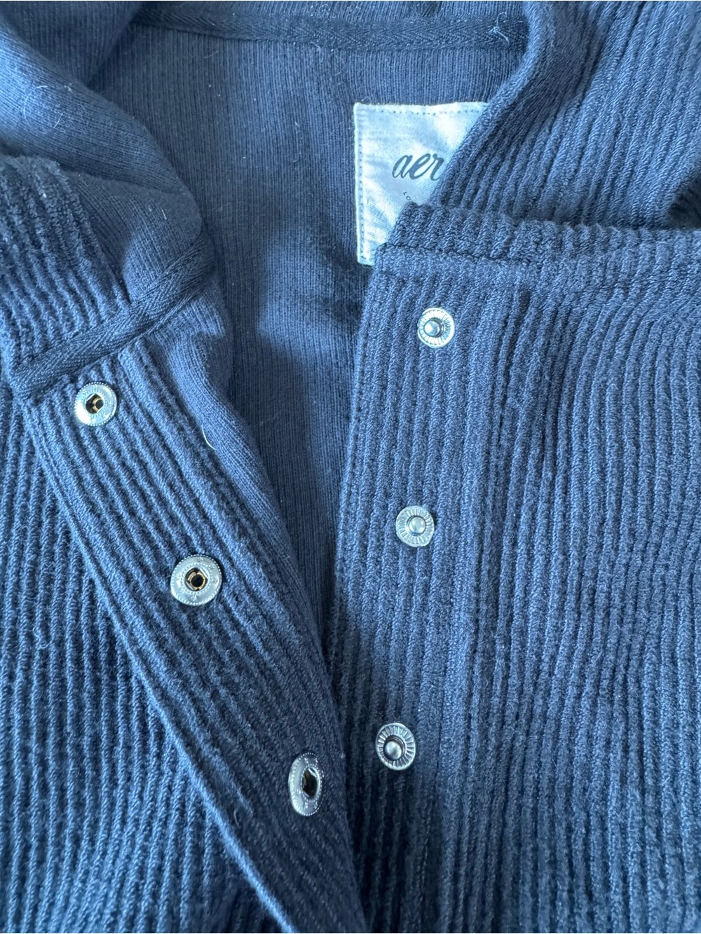 Aerie Textured Henley Hoodie Charcoal Oversized 100% Cotton Size M - Picture 6 of 12
